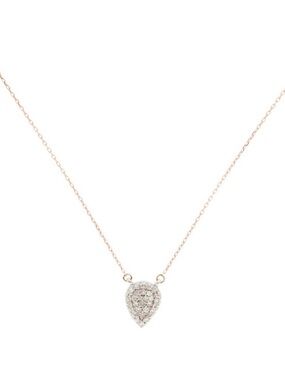 Adina Reyter - Diamond Solid Pavé Teardrop Pendant Necklace - 14K Rose Gold